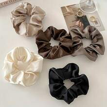 5 Elegant Satin Headbands, Soft And Elastic, Suitable For Women And Girls, Solid Color - 5pcs - 查看 2