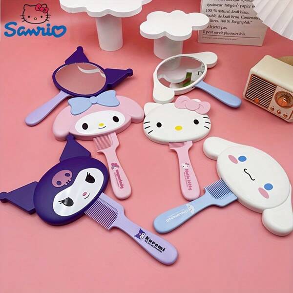 Sanrio [Set de peignes Sanrio mignon] Set de peignes Sanrio hello kitty & My Melody Kuromi avec miroir de maquillage | Mignon, compact pour le coiffage quotidien à la maison et les voyages, idéal pour les cadeaux de filles, la Saint-Valentin, les cadeaux pour maman et la petite amie, usage quotidien, boîte surprise, cadeaux de Pâques