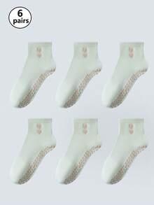 1/2/6 paires de chaussettes de yoga pour femmes avec broderie en forme de cœur, chaussettes adhérentes pour le pilates, chaussettes montantes pour fitness en salle, yoga et entraînements quotidiens - Multicolore - Voir 19