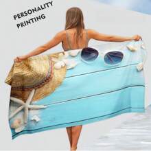 Dickhandtuch aus Frottee, hochabsorbierend, Strandtuch, Erwachsenen-Badetuch mit Digitaldruck, schnelltrocknend, Strandutensilien, Strandaccessoires, Schwimmhilfe