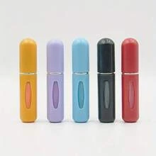 Set de 5 pulverizadores de perfume rellenables de plástico de 5ml portátiles y mini, contenedores de maquillaje unisex de tamaño de viaje, apropiados para regalar