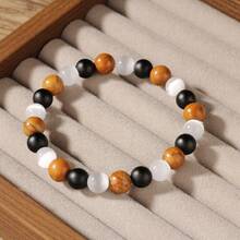 Opal Bracelets For Men Natural Stone Healing Beads Bangles Punk Jewelry - 8mm - View 5