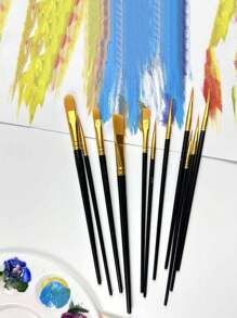Soucolor Acrylic Paint Brush Set 20 Round Tip Artist Brushes For Acrylic Oil Watercolor Canvas Rock Body Face Nails Miniature Details Painting Supplies, Art Supplies, Back To School Supplies