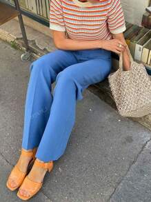 Holiday Dress Spring Summer Colorful Clashing Stripes Women's Oversized Fashion Elegant Holiday Casual Comfortable Street Hollow Out Short Sleeve Round Neck Pullover Knitted Top Women's Sweater