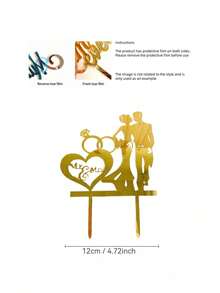 1pc/2pcs/5pcs "Mr&Mis" English Letters Cake Topper, Wedding Cake Decoration, Anniversary Cake Decoration, Engagement Party Cake Decoration, Valentine's Day Cake Topper, Baking Decoration, Kitchen Baking Decoration Supplies, Baking Supplies, Cake Supplies - Gold - View 6