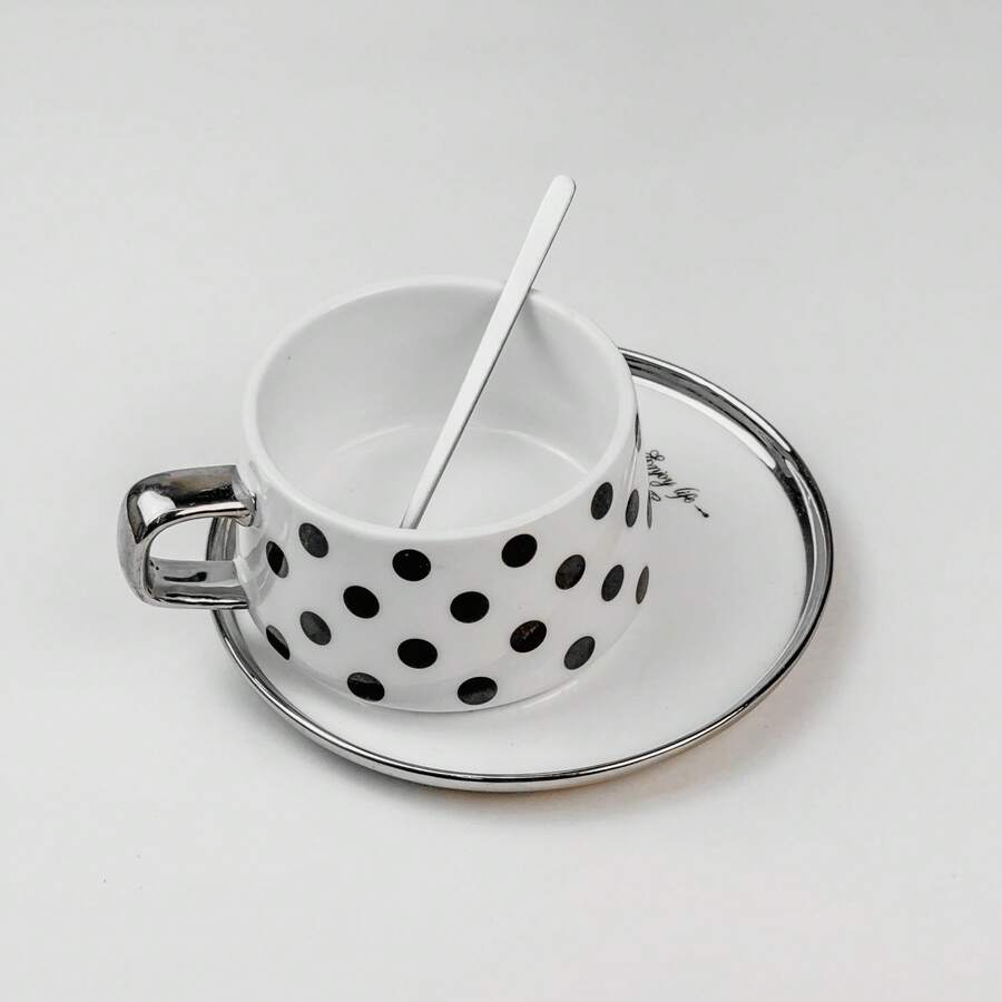 Coffee Tea Cup Kit + Saucer And Spoon 230ml - 球 - 查看 1