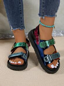 Women's Round Toe Thick Sole Comfortable Solid Color Sport Slide Sandals, Casual Basic Vacation Fashion House Slippers, Party Outdoor Indoor Office Wear, All Season