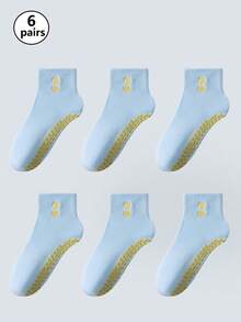 1/2/6 paires de chaussettes de yoga pour femmes avec broderie en forme de cœur, chaussettes adhérentes pour le pilates, chaussettes montantes pour fitness en salle, yoga et entraînements quotidiens - Multicolore - Voir 15