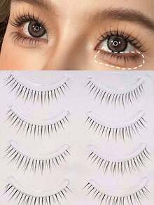 10 件卡通风格透明下睫毛片，外观自然，日常使用，适合拍照，假睫毛，睫毛，假睫毛 - 自然纖長款 - 查看 2