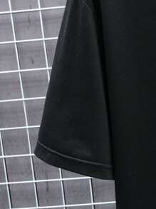 Plus Size Men's Summer Racing Letter Print Round Neck Short Sleeve Casual T-Shirt