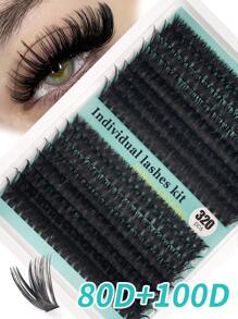 320Pcs D-Curl Eyelash Set Eyelash Extension, Eyelash Set DIY Eyelash Extension Kit, D-60D 80D100D Black Super Thick Eyelash Extension Kit, Daily Makeup Black Eyelash Set Personal Eyelash Extension, D Curl Eyelash Eyelash Extension Kit, Black Personal Eyelash Set Curling 320PCS, The 9-16mm Blended Personal Eyelash Set DIY At Home, Rizos Curly Eyelash D Curl, For Mini Travel Supplies And Self Applications