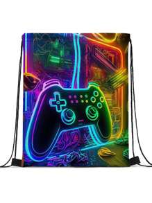 Bolsa con cordón, mochila ligera, mochila estampada con camión/astronauta de varios colores, para deportes, senderismo y viajes, de material de poliéster duradero
