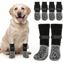 4-Pack Double-Sided Anti-Slip Dog Socks – Strong Grip Hard Wooden Floors, Paw To Prevent Licking & Biting, Anti-Scratch Socks Dogs - CF012-黑色 - 查看 9