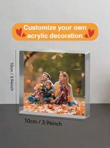 1pc Customized Transparent Acrylic Photo Display, 3D Office Desktop Souvenir, 3D Acrylic Photo Frame, Perfect Home And Office Decor, Ideal For Thanksgiving Gift Or Party Accessory, Personalized Photo Display For Office Decor