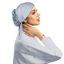 New Simple Solid Color Middle Eastern Malaysian Arabic Chiffon Large Floral Turban Head Wrap Scarf For Women