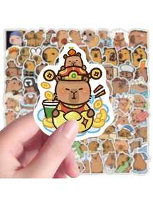 100pcs Cute Capybara Cartoon Stickers, Reusable PVC Stickers, Suitable For Laptops, DIY Accounting, Water Bottles, Luggage, Helmets, Spring Decorations, Asymmetrical Shapes, Applicable To Plastic, Glass, Metal, Ceramic Surfaces, New Year Gifts, School Supplies, Back To School, School, Back To School Supplies - Multicolor - View 5