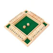 3 tipos de juegos de beber, juegos de mesa para fiestas, juego de "Cierra la caja" de madera (para 2-4 jugadores) - Tablero grande de 4 lados, 8 dados (los modelos rojo y verde son 2 dados), reglas - Divertido juego de suma para todas las edades