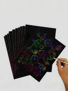 50pcs Fun Scratch Art Paper , Graffiti Sketchbook Set, Creative Colorful Diy Scratch Painting, Rainbow Scratch Off Art-Craft Supplies Kits Pad For Birthday, Christmas ,Halloween, Thanksgiving Party Favors Fun Games, Games Activities Gift,Rainbow Art Scratching Paper Set, Noteboard Graffiti Mat Fun DIY, Party Gift Art Craft, Art Supplies Coloring Set, Suitable For Birthday