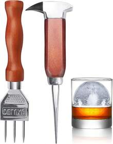 Et Of 2-7.24 Inch And 6.8Inch Stainless Steel Ice Crusher With Wood Handle' Japanese Style Ice Chipper Ideal For Bars And Home