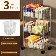 3Tier Clear Storage Cart With Wheels: Multifunctional Rolling Organizer For Home And Office, Ideal For Bedroom, Living Room,