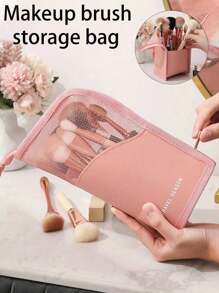 1 pièce Sac de rangement portable pour pinceaux de maquillage, sac à main imperméable d'été, sac cosmétique multifonction pour voyage, porte-pinceaux de maquillage grande capacité, organisateur de sac cosmétique de salle de bain, organisateur de maquillage, boîte de rangement de parfum, support pour pinceaux de maquillage, décoration idéale pour la maison, cadeau pour la fête des mères, cadeau pour les amis et les enseignants, cadeau pour la demoiselle d'honneur, fournitures de voyage, accessoires de voyage, accessoires de croisière, produits de première nécessité, accessoire de coiffeuse