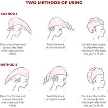 Soft Linen 100% Cotton Hair Towels For Women, Head Towel Cap, Cotton Hair Turban Towel Wrap For Long Curly Anti Frizz Hair, Soft And Absorbent Cotton Hair Towels 2 Pack, Sage Green - White - View 6