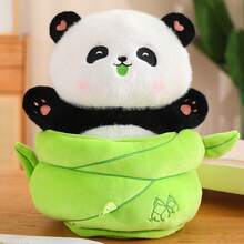 Soft Cute Panda Plush Doll In Bamboo Tube - Made Of Green Polyester Fiber, Multi-Positioning, Bamboo Tube - Ideal Gift For Christmas And New Year, Festival Toys With Playful Design, Soft Texture, Children's Birthday Gifts, Event Party Favors - 彩色 - 查看 10