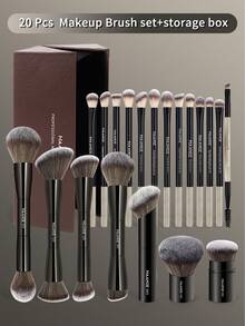 MAANGE 13/20/23 件套化妆工具，包含 20 支专业铝管化妆刷套装 + 1 个收纳袋 + 2 个气垫粉扑，适合日常使用和旅行，是送给朋友的化妆配件礼物。化妆刷套装、化妆刷套装、化妆刷套装、完整化妆套装、化妆刷套装、完整化妆套装、化妆刷套装、化妆刷套装、化妆礼品套装 - 黑色 - 查看 16