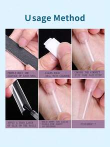 500 片亚克力法式半假指甲片棺材形扁平 C 形曲线美甲透明假指甲片 UV 凝胶美甲用品按压式指甲美甲用品 - 無色 - 查看 8