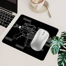 Cool Gun Pattern Gaming Mouse Pad For Desk Non-Slip Rubber Base Large MousePad Soft Desk Pad With Seamed Edges,Big Size Keyboard Pad For Home,Office Decor
