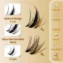 FEEGO - Extensiones de pestañas individuales con rizo en C, volumen, anime, con banda fina, para cosplay, hazlo tú mismo en casa (bonitas) - Kit de chica mágica B - Ver 3