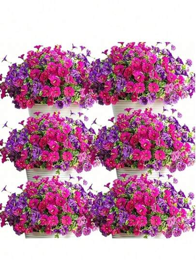 8 st/4 st konstgjorda buxbom morgongloryblommor - UV-resistenta konstgjorda växter för trädgård och bröllopsdekor (jul-/födelsedags-/alla hjärtans dag-present) - höstdekor, hängande kruka för inomhus/utomhusbruk, veranda, innergård, balkong, heminredning