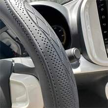 Funda de Volante de Parche Hecha de Cuero PU con Relieve, Antideslizante, Transpirable, Universal, 38.1 cm (aprox.)38 centímetros) - Gris tipo D - Ver 6