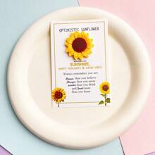 Optimistic Sunflower: "Brave And Strong Happy Thoughts & Good Vibes Card",Resin Material,Thanksgiving, Mother's Day, Weddings, Graduation, Birthday Party Gifts For Teacher, Friend And Family