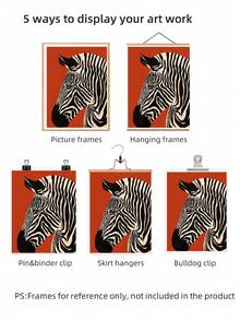 1pc Premium Zebra Art Print Jungle Wall Art & Zebra Stripe Illustration With Vacation Travel Theme, Modern Bohemian Frameless Canvas Poster Tropical Beach Graduation Decor For Bedroom/Living Room/Study/Dorm/Party, Perfect Gift For Her & Wall Prints (Frameless Printable Art, Prints For Wall Decor) - Multicolor - View 6