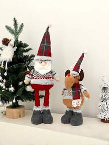 1 pieza, Muñeca decorativa de Navidad Adorno Año Nuevo Figura de Reno, Muñeco de Nieve, Santa Claus de pie Decoración Feliz Navidad