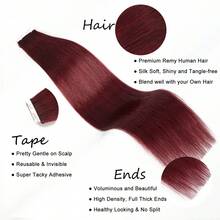 Tape In Human Hair Extensions Straight Real Hair Extensions Remy Tape Ins Straight Silky Seamless Invisible Real Human Hair Add Length 50g - S99J - View 4