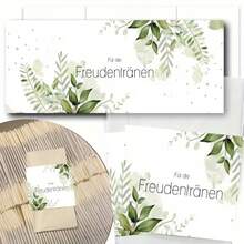 50入德國婚禮 Happy Tears 衛生紙套，FÜR EURE Freundentränen 紙套，米色愛心印花一次性衛生紙套，婚禮新娘禮物客賓派對裝飾 - 彩色 - 查看 6