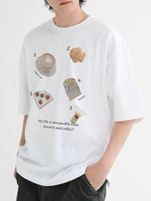 200g Cotton T-Shirt 2025 Men's New Short-Sleeved Cotton Vacation Pattern Short-Sleeved Crew Neck Matching Look