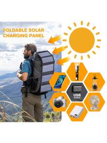 Portable 4/5 Folding Solar Panel With USB - Suitable For Outdoor Travel And Camping, Charges Phones, Tablets, Fans, Flashlights, Foldable Battery Pack - Multicolor - View 10