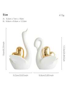 1pc Black & White Ceramic Swan Figurine, Creative Decor For Living Room, Study, Animal Succulent Planter