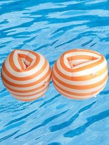 SHENYU (2Pcs) Inflatable Arm Floats Swimming Arm Bands - Orange Stripes - View 3