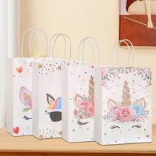 12/18/24/36pcs Unicorn Party Favor Bags, Unicorn Party Candy Gift Bags With Handles, Suitable For Birthday Party Gifts Packaging Decoration