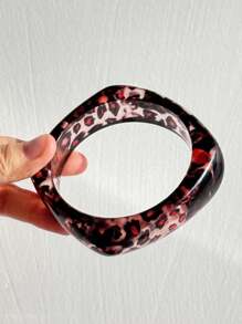 Pulseira de resina geométrica assimétrica transparente com estampa de leopardo marrom, joia charmosa e personalizada para mulheres, verão