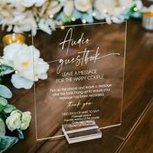 Libro de visitas de acrílico para audio para boda - Deja un mensaje para los recién casados sin electricidad - Elegante aspecto de vidrio transparente para la decoración de la fiesta de boda