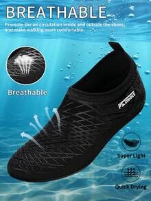 New Beach Shoes Water Shoes;Comfortable ;;New Pattern, Water Shoes,Beach Shoes,Yoga Shoes,Sandals,Outdoor Swimming Shoes,Diving Shoes,Non-Slip Lightweight Wading Shoes Snorkeling Shoes - Black - View 2