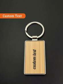 1 pieza Colgante de bambú y aleación de zinc de varias formas y patrones, llavero redondo o rectangular de madera personalizado en estilo minimalista con texto y patrón grabados, adecuado para intercambio de regalos en eventos como graduaciones, cumpleaños, Día de Acción de Gracias, San Valentín y Navidad - Multicolor - Ver 5