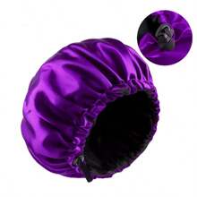 Women's Solid Colored Double-Layered Satin Bonnet Adjustable Slouchy Cap With Elastic Button Closure, Fashionable Sleep Bonnet For Daily Use To Protect & Style Hair
