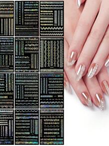 16Pcs/Set Four Colors Lace French Nails Art Stickers DIY Adhesive Sliders Nail Polish Manicure Sticker Decals