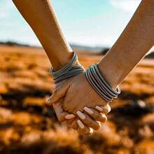 10pcs/Set Simple Style Metal Elastic Bracelets For Women, Non-Slip Carbon Steel Wire Wristbands All Seasons Ideal For Mother'S Day Gif